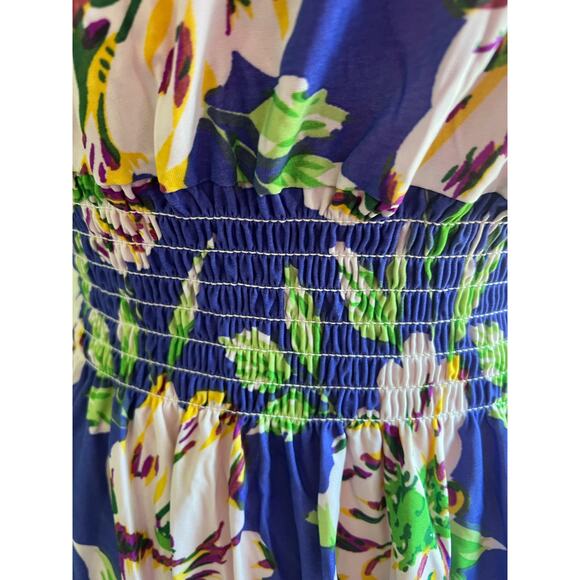NWT FACTORIES CONNECTION BLUE FLORAL POLY SPANDEX COLD SHOULDER SUN DRESS XL-XXL - Picture 6 of 10